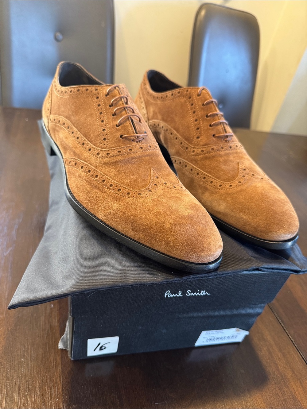 Paul Smith Tan Suede Wingtip Oxfords